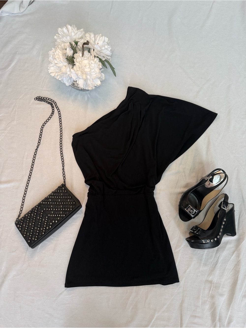 Jessica Simpson Black One-Shoulder Cocktail Dress